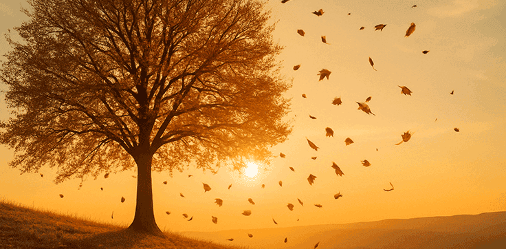 A tree shedding its leaves